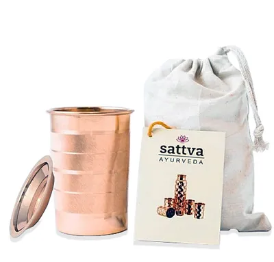 Produktbild von Kupferbecher „Striped“ mit Deckel, 350 ml – SATTVA (AYURVEDA)
