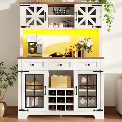 Obrázek produktu pro Vysoká skříňka do kuchyně s LED osvětlením a pracovní deskou, rozměry 120x40x180 cm, bílá barva