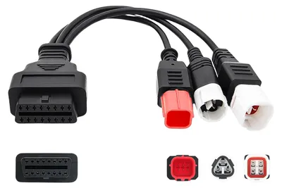 Immagine prodotto di Cavo diagnostico OBD2 con 3, 4 e 6 pin, connettore OBD a 16 pin e connettore per accendisigari