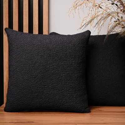 Produktbild von MG Design 2er Set Kissenbezüge 50 x 50 cm in Schwarz - mit Reißverschluss, fein gewebt mit Chenille-Haptik, pflegeleich