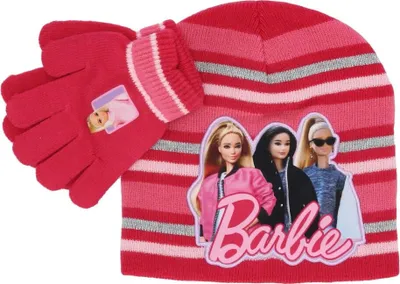 Produktbild von Barbie Winter-Set Mütze und Handschuhe für kleine Modefans Rot