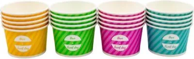 Produktbild von Eisbecher aus Papier, verschiedene Farben, 130 ml, 40 Stück.