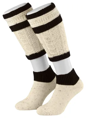 Tobeni 2-teilig Herren Loferl Stutzen Trachtenstrümpfe Trachten Socken Naturmelange Braun