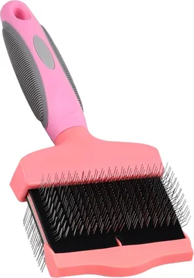Image de Brosse pour grands chiens - Rose - Brosse double face pour défaire les nœuds et les emmêlements