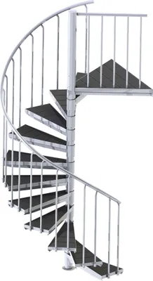 Produktbild von Spindeltreppe Ø 225 cm | Höhen: 414-431 cm | 21 Stufen, 2 Podeste | WPC-Stufenbelag, Feuerverzinkt