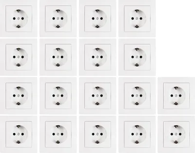 Produktbild von 18x Schutzkontakt-Steckdose mit Rahmen McPower "Flair", 250V/16A, UP, Einsteckschutz, weiß, matt
