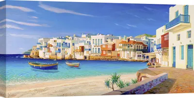 Productafbeelding van Zeilborden met het thema zee – Adriano Galasso, Mykonos – 100x50 cm