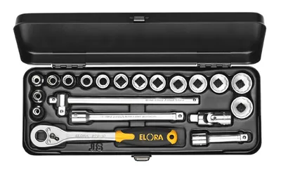 Produktbild von Elora Steckschlüssel-Satz 3/8", Zwölfkant, 20-teilig 6-22 mm, ELORA-870-JSU