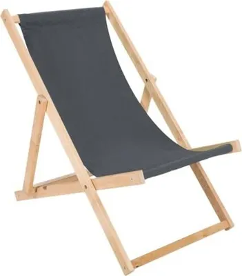 Produktbild von Liegestuhl grau klappbar aus Holz - Klappstuhl Klappliege Sonnenstuhl Strandstuhl Holzklappstuhl Sonnenstuhl Gartenliege