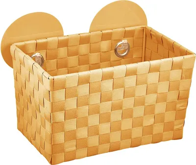 Produktbild von WENKO 20378100 Static-Loc Aufbewahrungskorb Fermo Orange - Badkorb, Befestigen ohne bohren, Kunststoff - Polypropylen, 20.5 x 14.5 x 14 cm, Orange