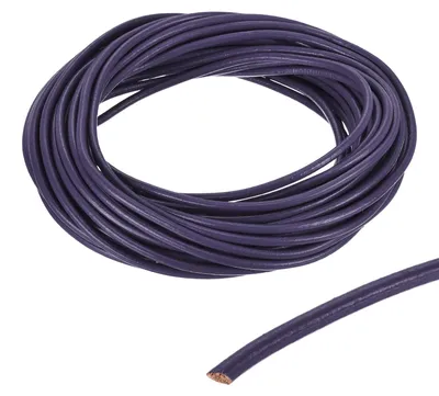 Image de Cordon en cuir - Rond - Diamètre : 3 mm - Longueur : 10 mètres - Violet foncé