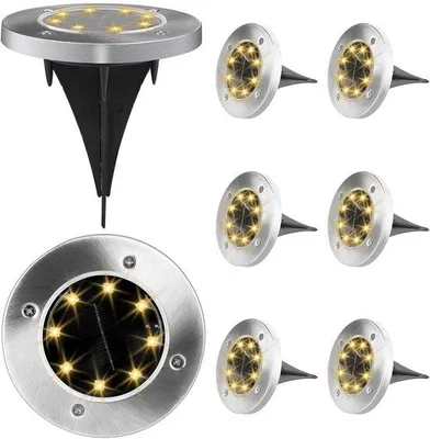 Zdjęcie produktu dla Zestaw oświetlenia solarnego - ciepłe światło - 8 diod LED - oświetlenie zewnętrzne do ogrodu, wodoodporne IP65 - odporne na warunki atmosferyczne - idealne do podjazdu, tarasu, ścieżki i trawnika.