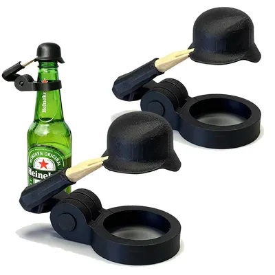 Bierflaschenhelm mit Soldatengruß, 2 Stück, schwarz, PLA