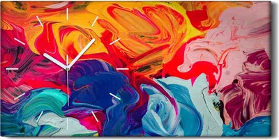 Produktbild von Küchenuhr Bürouhr Leinwand Uhr Geräuschlos 60x30 Malerei Kunst Abstrakt - weiße Hände