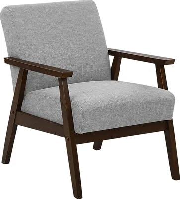 Obrázek produktu pro BELIANI Křeslo šedé polyesterové čalounění dřevěný rám s područkami retro design obývací pokoj