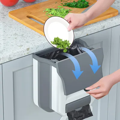 Image de Deurbak pliable - Poubelle suspendue - 2,4 litres - Gris