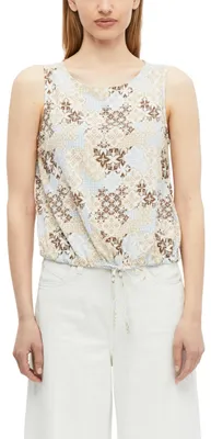 Produktbild von s.Oliver Damen Bluse – Ärmellos, Viskosemix, Allover-Print, Tunnelzug