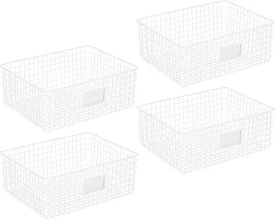 Produktbild von mDesign Allzweckkorb Aufbewahrung Drahtkorb Organizer 4er-Set Metall Weiß