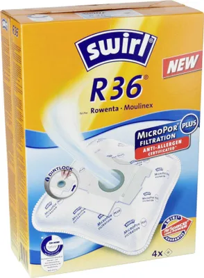 Immagine prodotto di Sacchetti Swirl R 36 MicroPor Plus per aspirapolvere Rowenta e Moulinex | Alta potenza di aspirazione di lunga durata | Filtro antiallergico | 4 pezzi