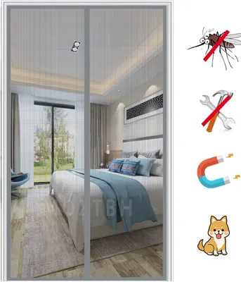 Obrázok produktu pre Magnetická sieťka na dvere s automatickým zatváraním a ochranou proti hmyzu – sivá