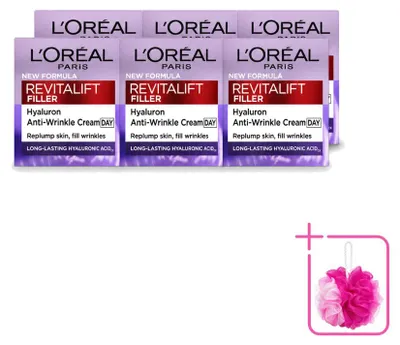 Immagine prodotto di 6 confezioni di crema viso anti-rughe Revitalift Filler di L'Oréal Paris - 50 ml ciascuna - confezione risparmio - 6 pezzi