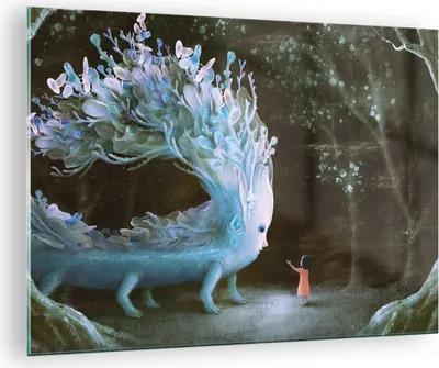 Produktbild von Bilder auf glas - Einteilig - Monster Kind Fee - 70x50cm - Glasbilder - Wandbilder - Bilder - zum Aufhängen bereit - Wanddekoration aus Glas - Glas Bilder - Wandbild auf Glas - GAA70x50-4712