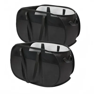 Productafbeelding van 2-delige set inklapbare wasmanden met handgreep, 65 liter, zwart