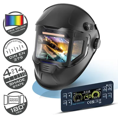 Image de STAHLWERK Casque de soudage automatique 3 en 1 SPLIT - Casque de soudeur avec True-Colour, obscurcissement automatique DIN 4-14, classe optique 1/1/1/1, champ de vision 180