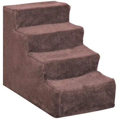 Produktbild von Hundetreppe 4-Stufig Abnehmbarer Bezug Für Kleine Hunde 44 cm Braun