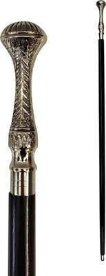 Produktbild von Ornament-Kelch Spazierstock aus Holz mit silbernem Griff aus Metall