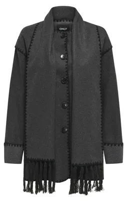 Produktbild von ONLY Damen Onlelba Life Scallop Edge Scarf Coat OTW Mantel, Grau, XS