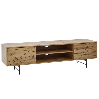 Obrázok produktu pre FineBuy Nízka skrinka z dreva v dekore dub 160x45x40 cm TV komoda s dvoma dvierkami TV skrinka Vysoká TV skrinka Moderná TV skrinka TV komoda do obývačky
