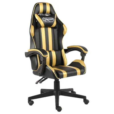 Image de vidaXL Chaise de jeu noire et dorée en similicuir