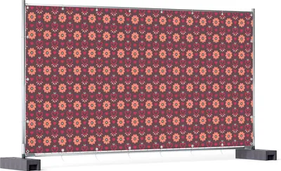 Produktbild von Wallario XXL Outdoor-Poster für Garten oder Balkon, Motiv Muster mit Blumen und Herzen, in ca. 340 x 173 cm