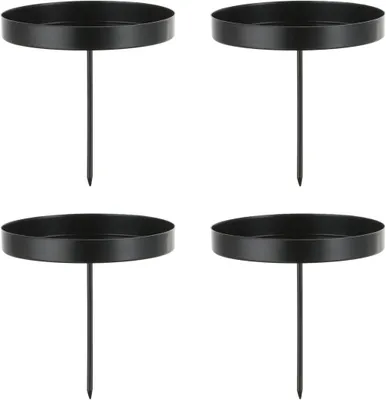 Produktbild von Kerzenhalter Adventskranz Stumpenkerzen Schwarz 8cm - 4er Set Advent Kerzenst?nder ohne Dorn Adventsteller Kranz zum Stecken fš¹r Kerzen Weihnachten Deko Tischdeko