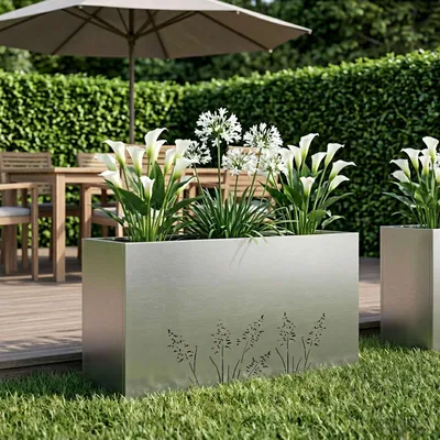 Produktbild von Möbel Garten-Pflanzgefäß Silber 100 x 20 x 49 cm Edelstahl - Beete &17454
