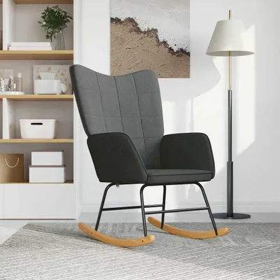 Immagine prodotto di vidaXL Sedia a dondolo in tessuto grigio scuro