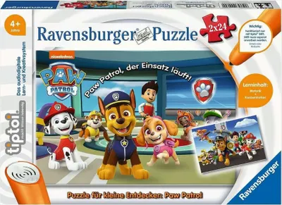 Produktbild von Ravensburger tiptoi Spiel 00069 Puzzle für kleine Entdecker: Paw Patrol - 2x24 Teile Kinderpuzzle ab 4 Jahren, für Jungen und Mädchen, 1 Spieler