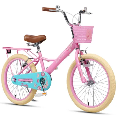 20-Zoll Kinderfahrrad, Mädchen, 7–13 Jahre, Rosa, mit Korb & Ständer