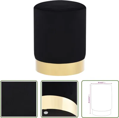 Immagine prodotto di Sgabello The Living Store in velluto nero e oro
