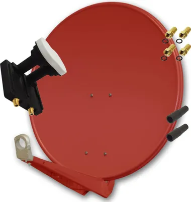 Produktbild von PremiumX Deluxe 85 Alu SAT Antenne in Ziegelrot mit Twin Monoblock LNB 3° für 2 Teilnehmer