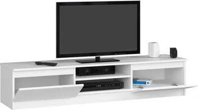 Immagine prodotto di Mobile TV basso da 160 cm, mobile TV con 2 ante e 2 ripiani aperti, mobile TV alto 33 cm CLP