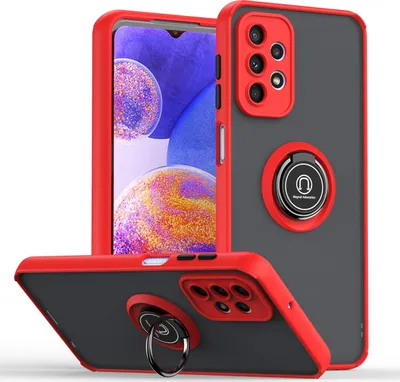 Produktbild von Samsung A23 Hülle, Ring Halter Ständer Matte Transluzent TPU Rahmen Stoßfest Schutzhülle für Samsung Galaxy A23 5G / 4G Rot