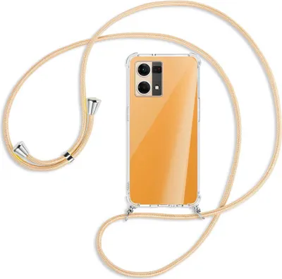 Produktbild von Handykette Backcover-Schutzhülle mit Band (Metall silberfarben) für Oppo Reno7 4G, Oppo F21 Pro 4G - Goldkordel