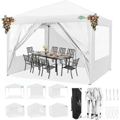 Produktbild von Faltpavillon 3x3 m wasserdicht mit 4 Seitenwänden UV-Schutz 50 Weiß