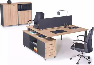 Productafbeelding van Bureau met 6 lades, modern, voor een werkruimte, houten tafel, luxe