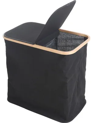 Produktbild von Wäschesack mit Bambusrahmen, 53cm x 50cm, schwarz