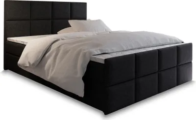 Produktbild von Masseno Boxspringbett ARIEL 180x200 cm Komplett-Set mit Bonell Matratze und Topper, Polsterbett mit Bettkästen -Schwarz, SAWANA 14