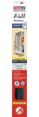Produktbild von tesa Fliegengitter ALU Comfort Fenster 1,2 m : 1,5 m anthrazit