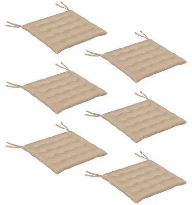 Produktbild von 6er-Set Esszimmerstuhlkissen, 40 x 40 cm, 6 gepolsterte Gartenstuhlkissen mit B?ndern, Khaki